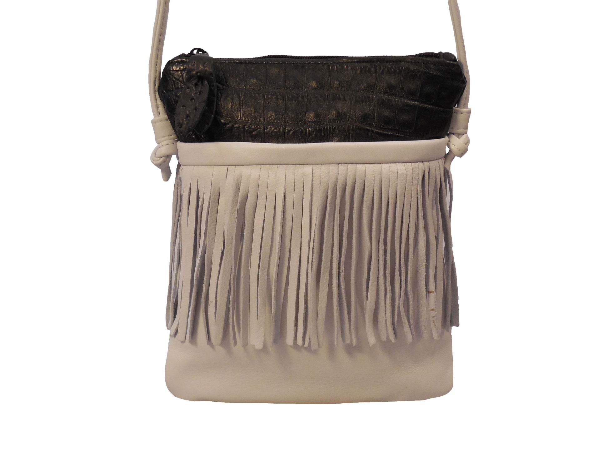 Leather-Crocodile-cross-body-Handbag-purse-Fringed